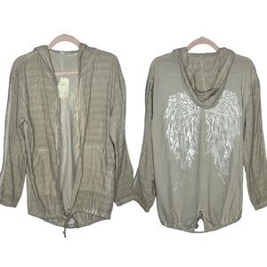 Gorgeous Angel Wing Open Front 100% Cotton Jacket with rope drawstring tie
